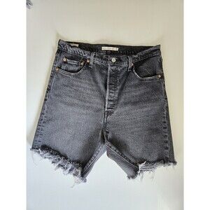 Levi's Women's Size 32 Ribcage Cutoff Jean Shorts Ash Black High Rise Button Fly